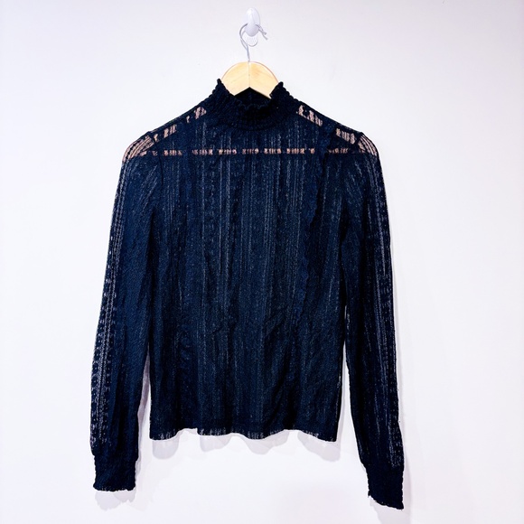 DYNAMITE Black sheer floral mesh top - Picture 1 of 7